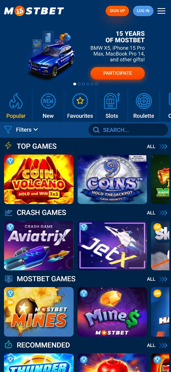 Use Mostbet application to play casino games.