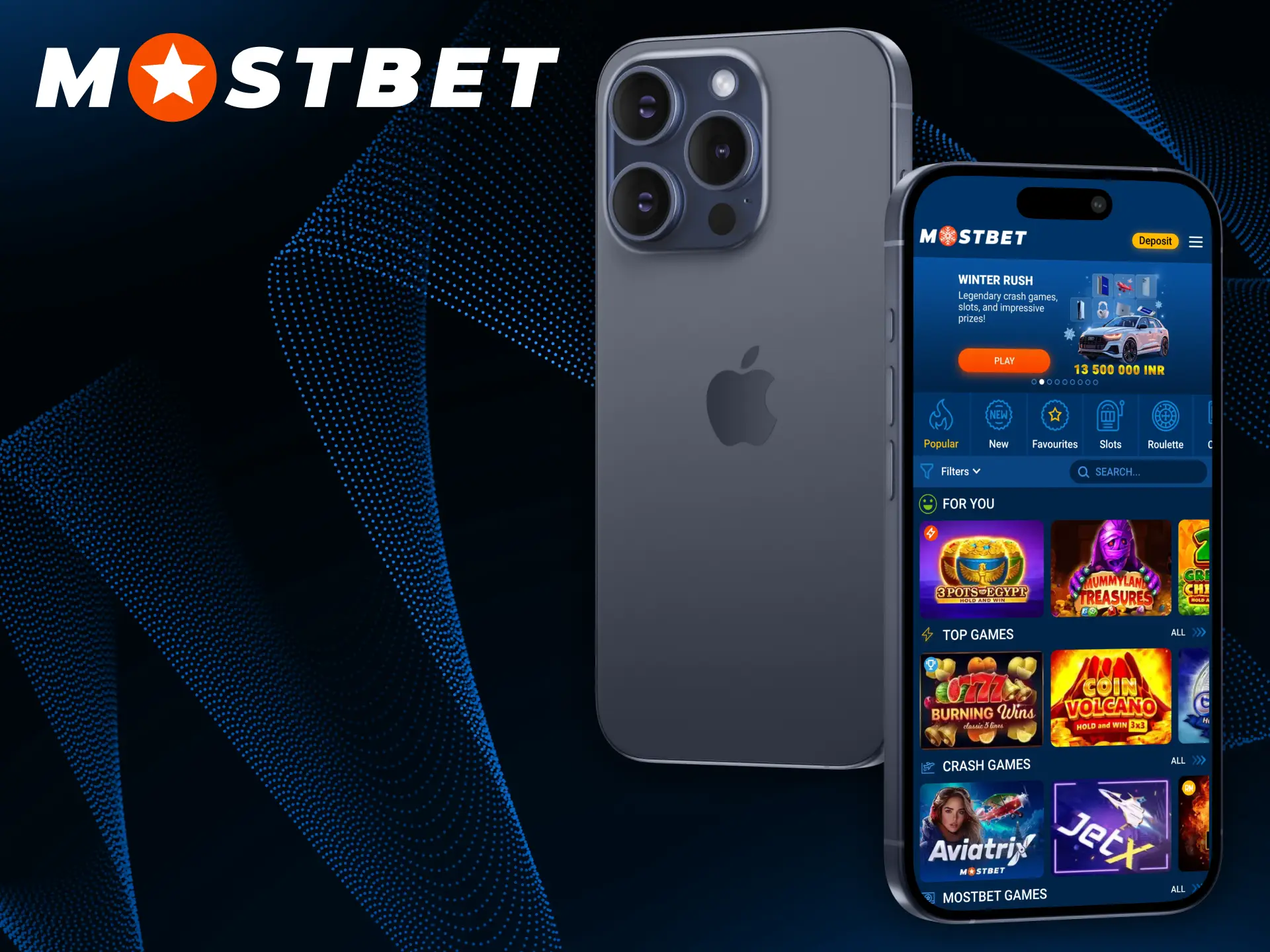 Start playing and betting through the Mostbet application for iOS.