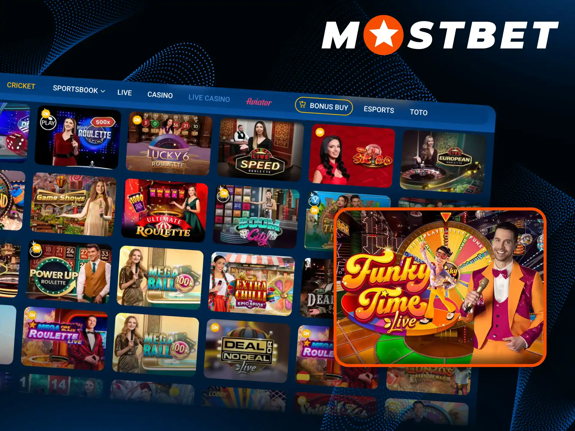 Enjoy Funky Time Live game on Mostbet website.