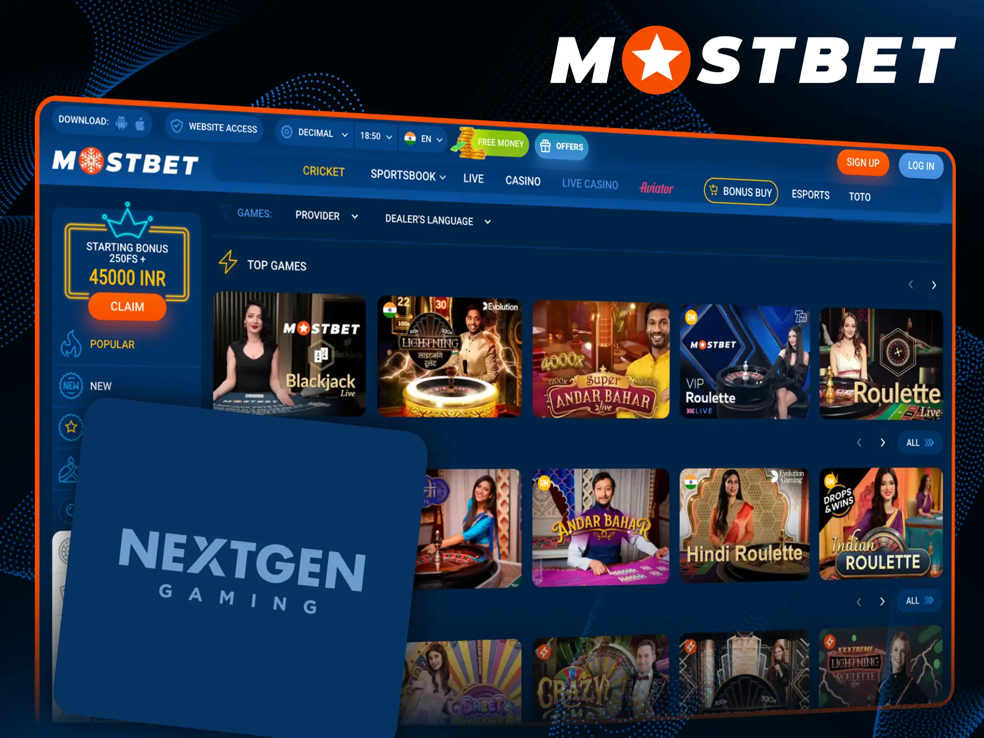 Mostbet platform offers you to try NextGen games.