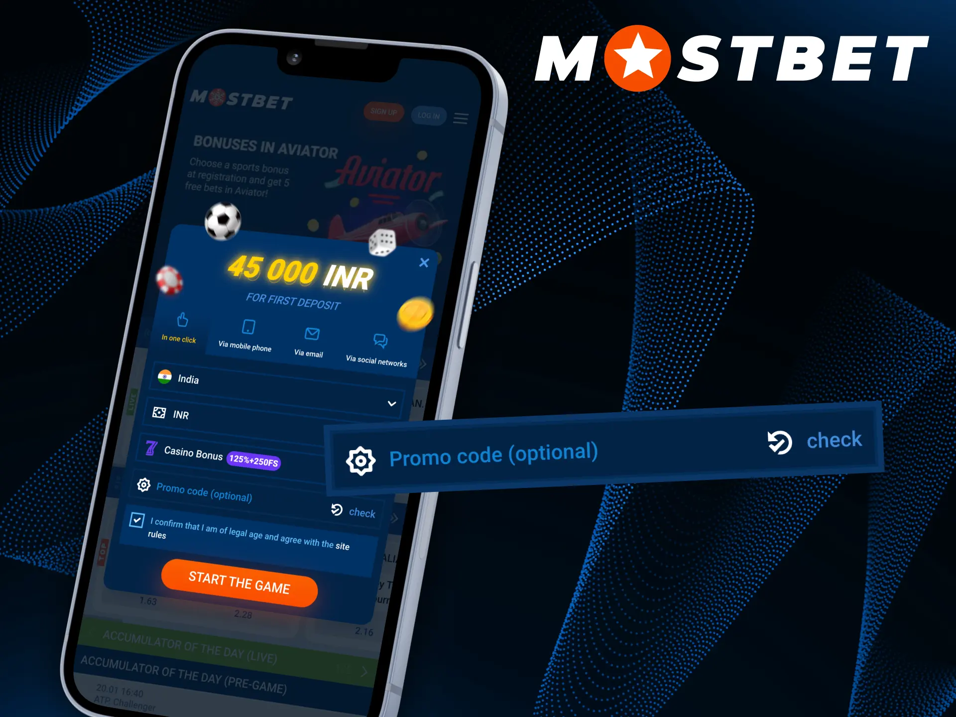 Activating the promo code will be convenient via Mostbet app.