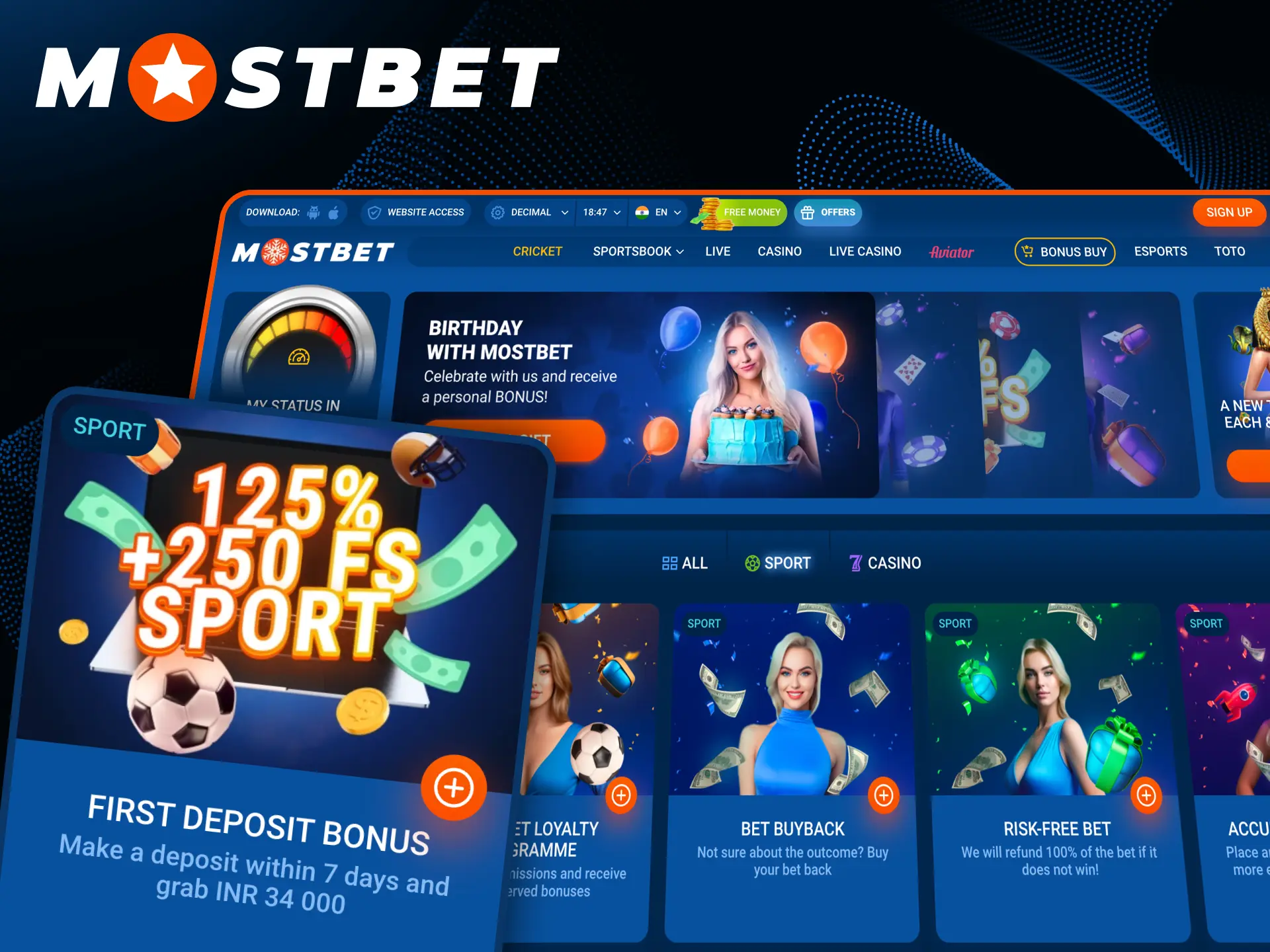 Mostbet platform also delights its players with a sports offer.