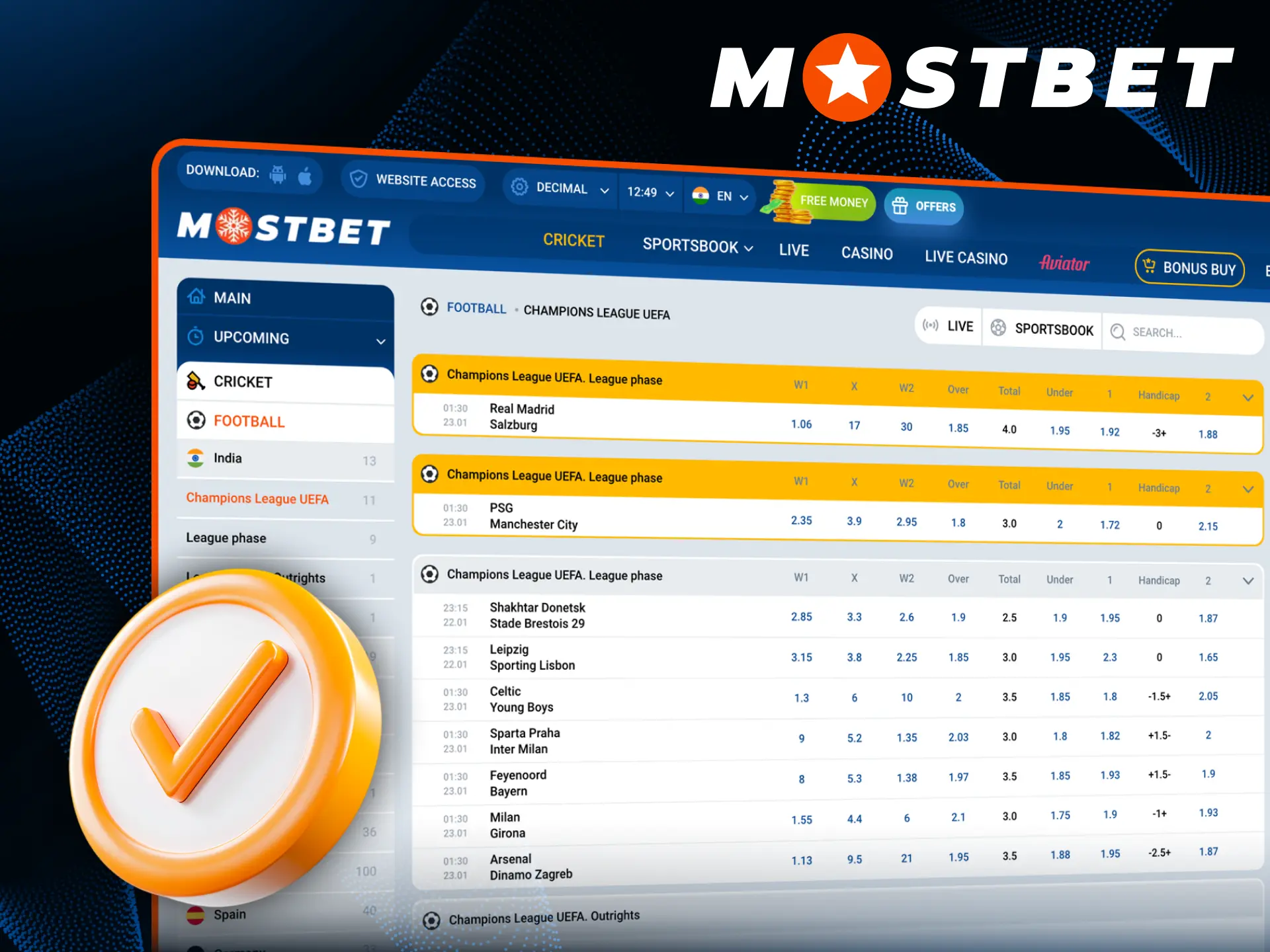 Betting for soccer is safe on Mostbet India.