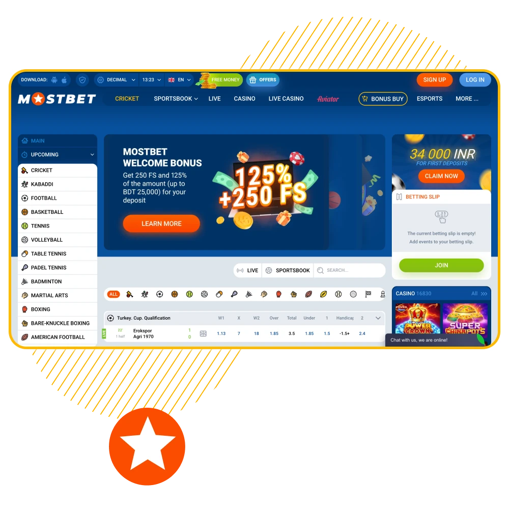 Mostbet India promo: sports betting & casino, UPI via PhonePe, Google Pay, Paytm; Android/iOS apps; ₹34,000 + 250 free spins