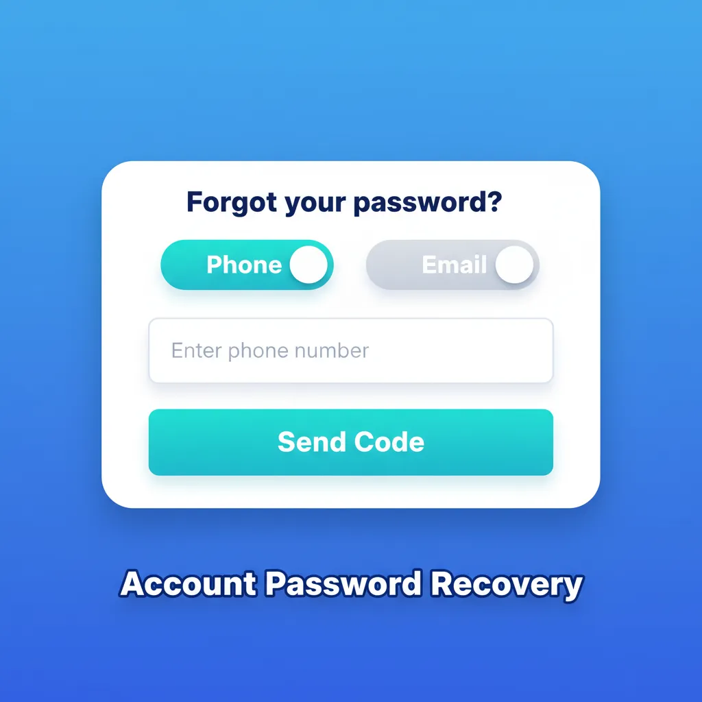 Password recovery: Click Forgot Password, choose phone or email, verify with OTP/link, set new password, or contact support.