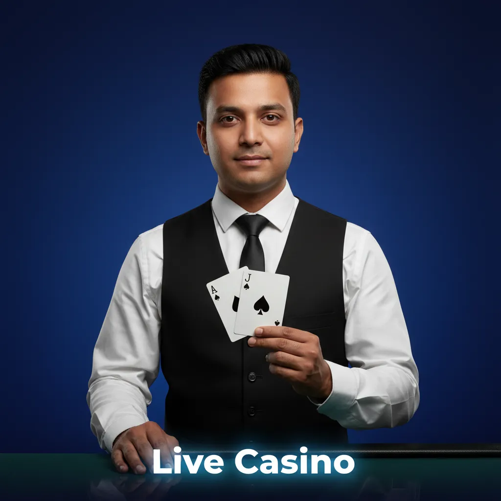 Live casino with real dealers, HD streams, and tables for Roulette, Blackjack, Baccarat, Teen Patti, and Andar Bahar.